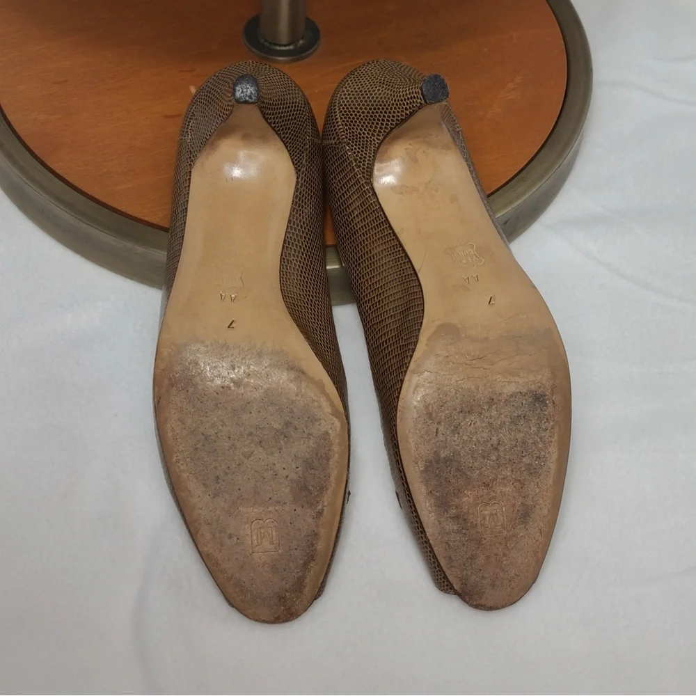 Bruno Magli Size 7 Narrow Peep Toe Reptile Vintage 80s GVC - Picture 5 of 5